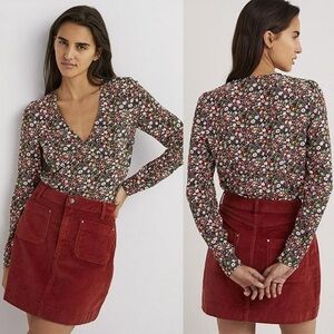 Boden floral Printed V-Neck Top Blouse Size 6